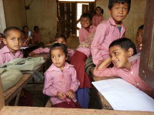 Teaching continues while the Shree Nawa Durga Lower Secondary School in Gorkha, Nepal is rebuilt