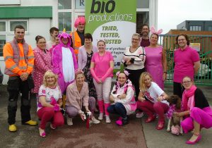 Bio-Production staff sport pink